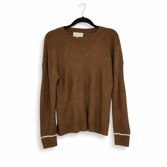 Draw & Fade Sweaters - Draw & Fade Merino Wool Blend Diamond Knit Crew Neck Sweater L Capsule